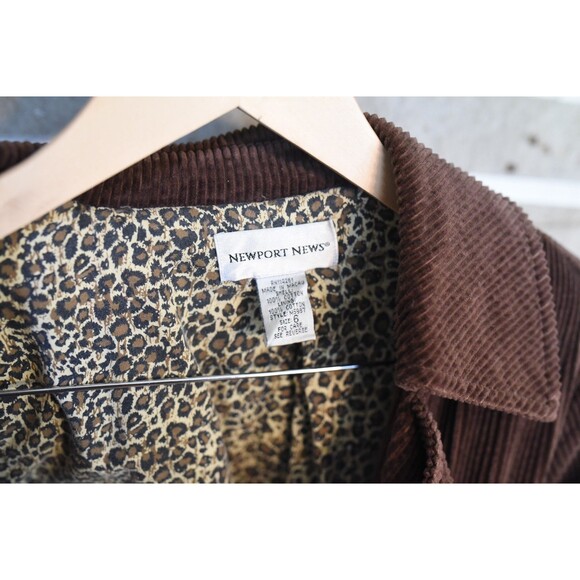 VTG 90s Y2K Newport News Brown Corduroy Trench Newport News animal print size 6 - Picture 4 of 8